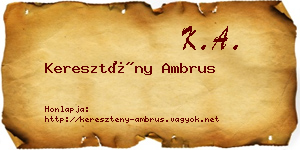 Keresztény Ambrus névjegykártya